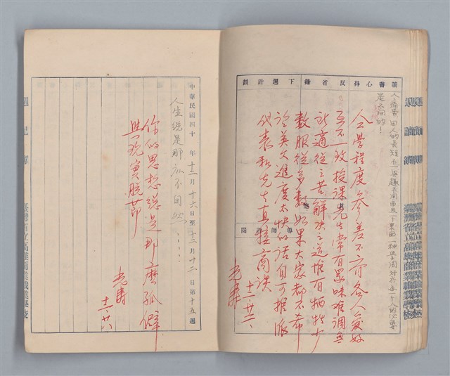 主要名稱：省立高雄商業職業學校週記簿：高級部三年級上學期圖檔，第10張，共14張