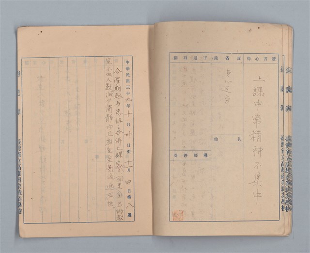 主要名稱：省立高雄商業職業學校週記簿：高級部二年級上學期圖檔，第9張，共15張