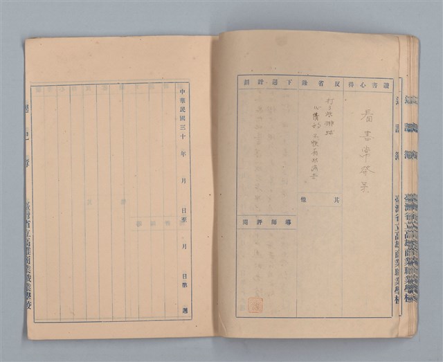 主要名稱：省立高雄商業職業學校週記簿：高級部二年級上學期圖檔，第14張，共15張