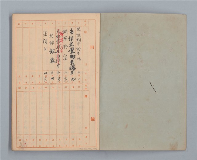 主要名稱：省立高雄商業職業學校作文簿：高級部二年級下學期（「被寒冷侵略的一天」等）圖檔，第2張，共35張