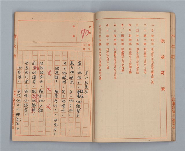 主要名稱：省立高雄商業職業學校作文簿：高級部二年級下學期（「被寒冷侵略的一天」等）圖檔，第22張，共35張