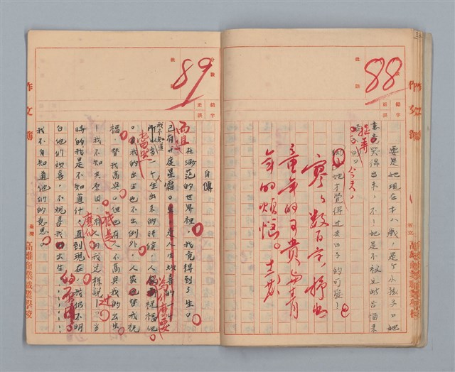 主要名稱：省立高雄商業職業學校作文簿：高級部三年級上學期（「應加改革的某地風俗」等）圖檔，第9張，共13張