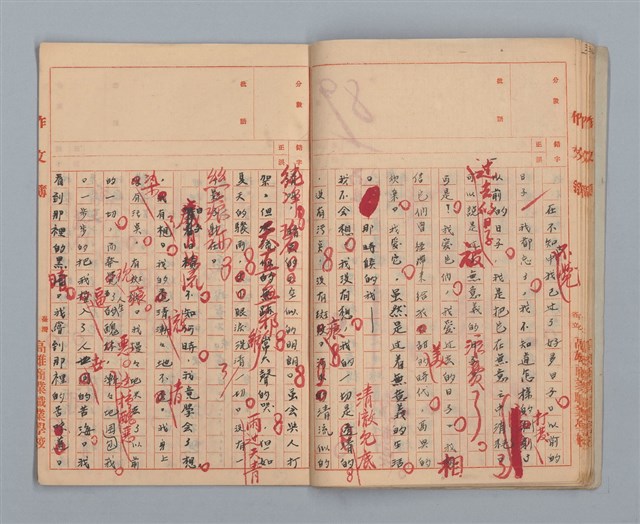 主要名稱：省立高雄商業職業學校作文簿：高級部三年級上學期（「應加改革的某地風俗」等）圖檔，第10張，共13張