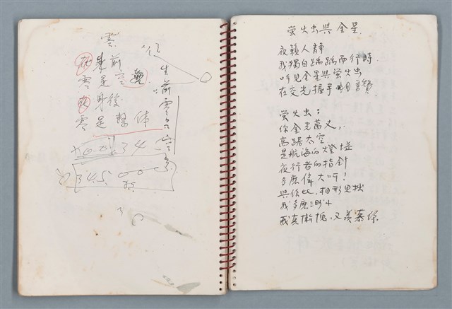 主要名稱：潛水艇等詩作手稿（筆記本）圖檔，第34張，共38張