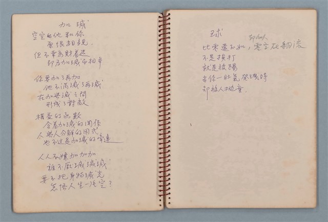 主要名稱：空門聯立方程式等詩作手稿（筆記本）圖檔，第6張，共41張