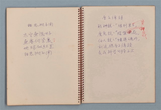 主要名稱：空門聯立方程式等詩作手稿（筆記本）圖檔，第31張，共41張