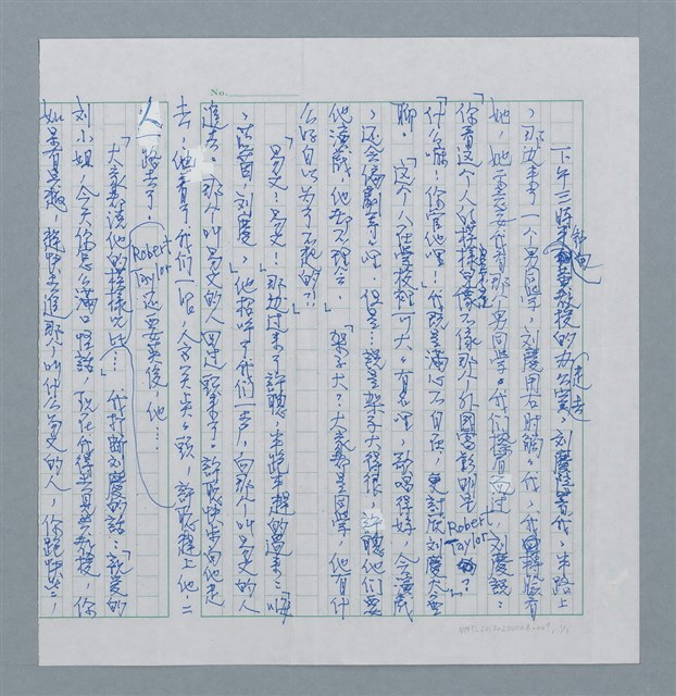 主要名稱：無題名：下午三時....../劃一題名：迴夢約園—揭開《智慧的燈》的面紗（校對手寫散稿）圖檔，第1張，共3張