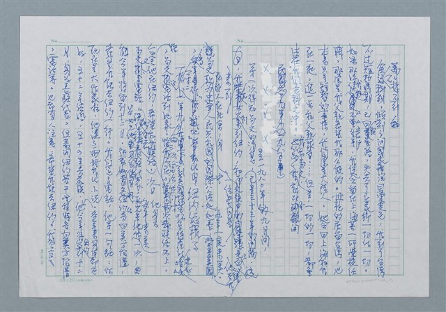 主要名稱：無題名：萬萬想不到....../劃一題名：迴夢約園—揭開《智慧的燈》的面紗（校對手寫散稿）圖檔，第1張，共1張