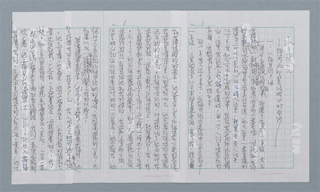 主要名稱：水月鏡花/劃一題名：迴夢約園—揭開《智慧的燈》的面紗（校對手寫散稿）圖檔，第1張，共3張