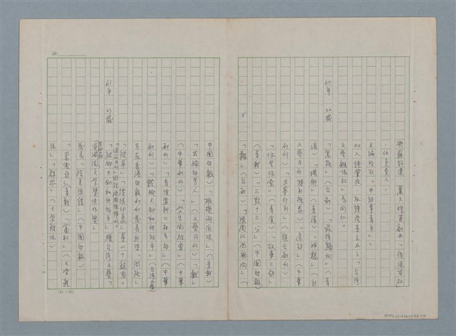 主要名稱：洪醒夫簡略寫作年表圖檔，第2張，共7張
