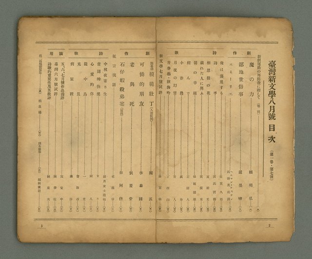 期刊名稱：臺灣新文學 1卷7號圖檔，第4張，共49張