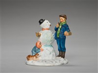 冬天男人與男孩堆雪人藏品圖，第3張