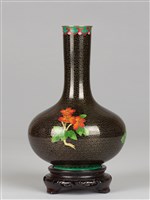 黑底牡丹花瓶-左粉紅牡丹藏品圖，第3張