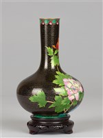 黑底牡丹花瓶-左粉紅牡丹藏品圖，第4張