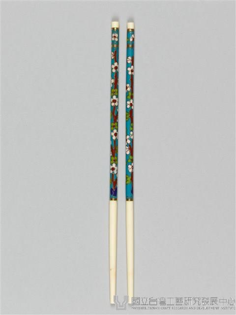 景泰藍筷子乙盒(兩雙)-寶藍底藏品圖，第1張