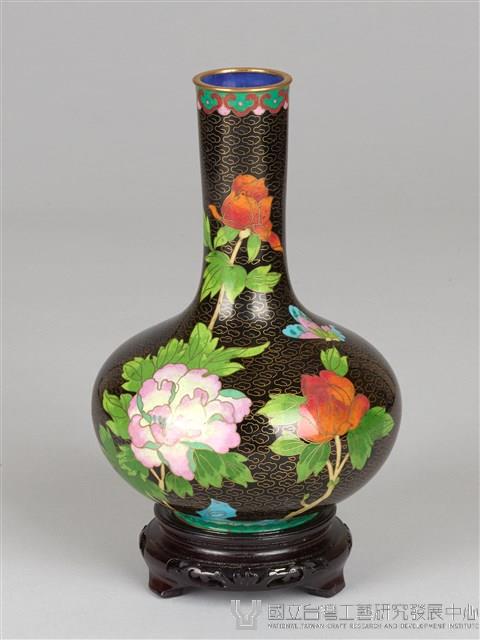 黑底牡丹花瓶-左粉紅牡丹藏品圖，第5張