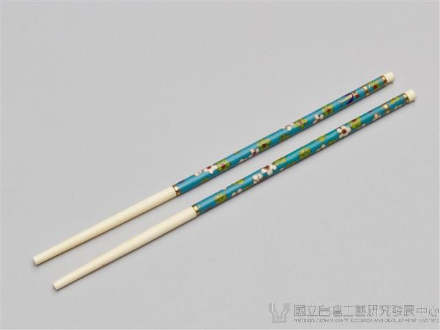 景泰藍筷子乙盒(兩雙)-寶藍底藏品圖，第2張