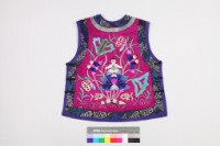 藏品(桃紅緞地鑲紫邊彩繡蓮生貴子紋背心)的圖片