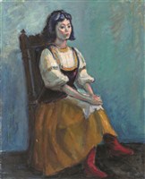 藏品(雙手交握在膝上的女子)的圖片