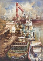 藏品(落日斜輝照中船)的圖片