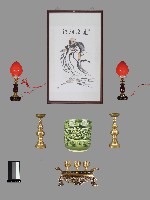 藏品(達摩祖師畫像組件(含香爐及燭台))的圖片