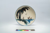 藏品(鶯歌手繪椰子山水盤)的圖片