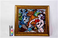 藏品(兩頭被女人鞭策的牛)的圖片