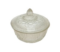 藏品(幾何形紋帶蓋透明玻璃碗)的圖片