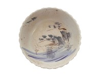 藏品(彩繪寫意山水孤艇紋輪花型深腹碗)的圖片