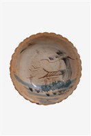 藏品(釉上彩山水樓臺紋蓮瓣型缽)的圖片