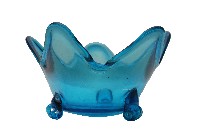 藏品(藍色花瓣型透明玻璃三足爐)的圖片