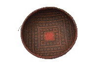 藏品(竹編黑紅混色四方菱紋無目米篩)的圖片