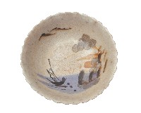 藏品(青花彩繪寫意山水孤帆紋花口碗)的圖片