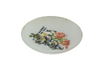 藏品(彩繪題詩花草洞石紋瓷碟)的圖片