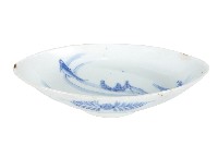 藏品(青花香魚藻紋崚型瓷盤)的圖片