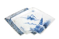 藏品(青花山水樓閣襷紋雙結型皿)的圖片