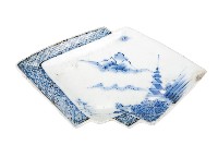 藏品(青花山水樓閣襷紋雙結型皿)的圖片