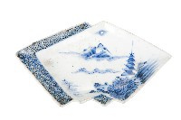 藏品(青花山水樓閣襷紋雙結型皿)的圖片