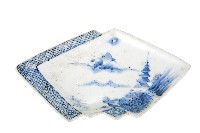藏品(青花山水樓閣襷紋雙結型皿)的圖片