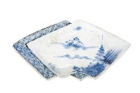 藏品(青花山水樓閣襷紋雙結型皿)的圖片