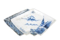 藏品(青花山水樓閣襷紋雙結型皿)的圖片