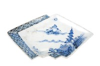 藏品(青花山水樓閣襷紋雙結型皿)的圖片