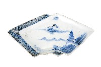 藏品(青花山水樓閣襷紋雙結型皿)的圖片