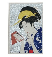 藏品(日本版畫風景明信片藝妓樣式)的圖片