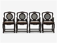 藏品(木製大理石紋太師椅組四張)的圖片