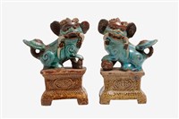 藏品(廣窯獅子燭臺一對)的圖片