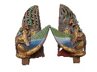 藏品(木雕礦物彩飛鳳一對)的圖片