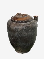 藏品(黑釉雙把帶蓋醬油罐（苑裡德春醬油工廠）)的圖片