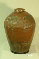 藏品(棕褐釉雙掛紅褐釉拍印紋窄口豐肩式陶甕)的圖片