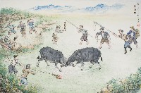 藏品(黃金田於丁亥年仲秋創作之牛相牴)的圖片
